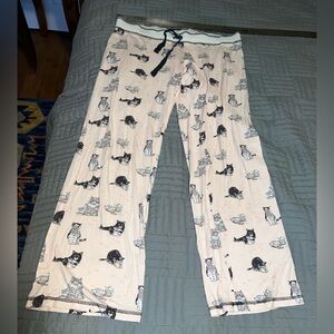 PJ Salvage Cat Print Pajama Pants - Pink and Black Size M